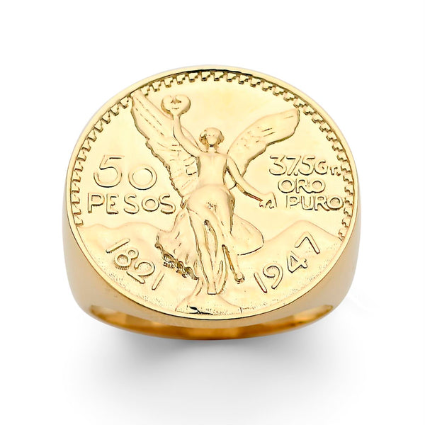 10KT Yellow Gold 25MM Centenario-Inspired Ring