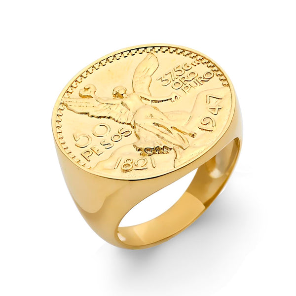 10KT Yellow Gold 25MM Centenario-Inspired Ring