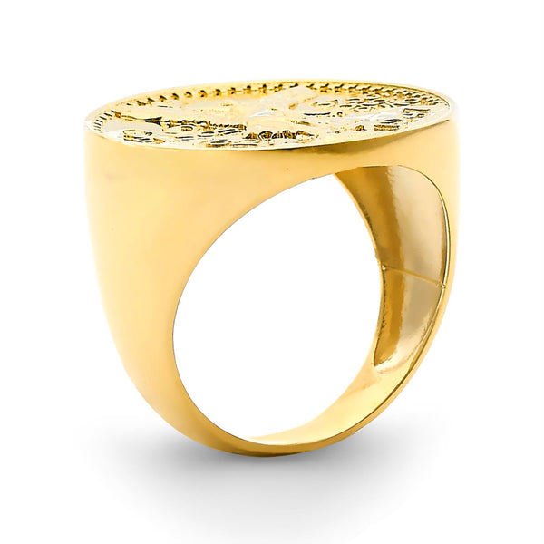 10KT Yellow Gold 25MM Centenario-Inspired Ring