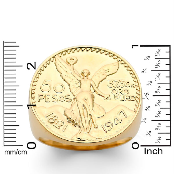10KT Yellow Gold 25MM Centenario-Inspired Ring