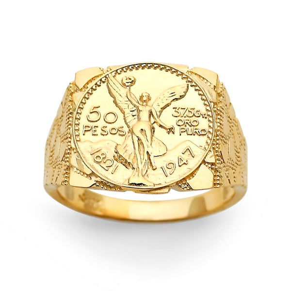 10KT Yellow Gold 16X17MM Centenario-Inspired Ring