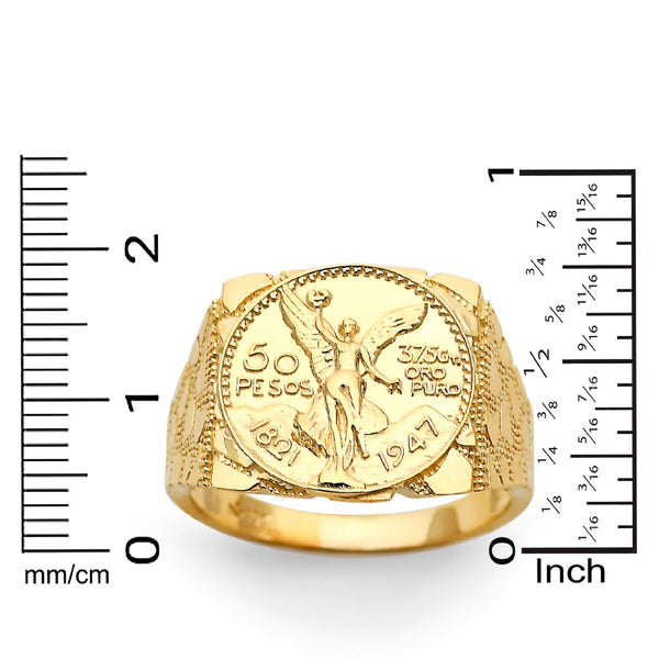 10KT Yellow Gold 16X17MM Centenario-Inspired Ring