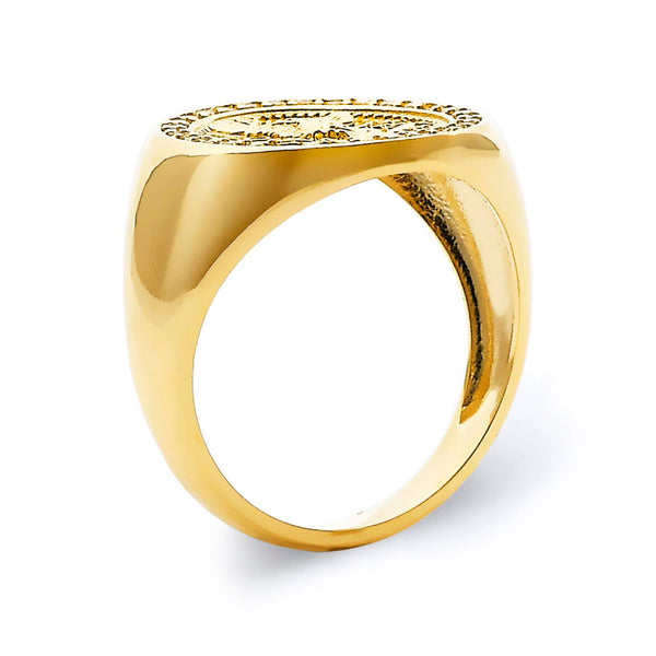 10KT Yellow Gold 16X18MM Centenario-Inspired Ring