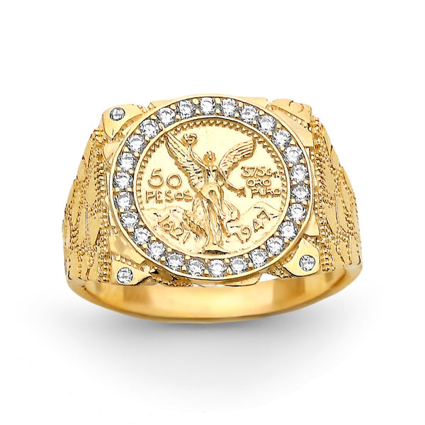 10KT Yellow Gold 16X17MM Centenario-Inspired Ring