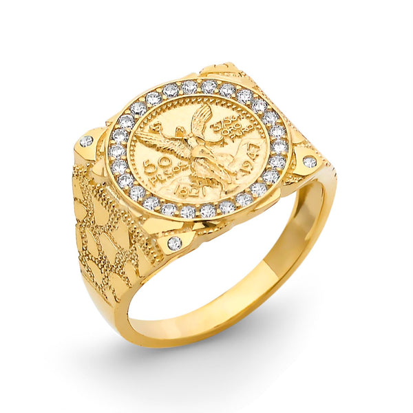 10KT Yellow Gold 16X17MM Centenario-Inspired Ring