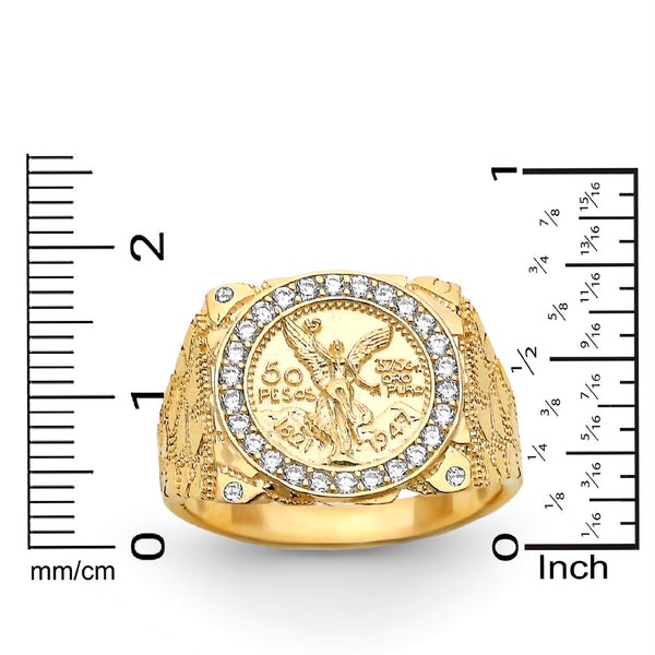 10KT Yellow Gold 16X17MM Centenario-Inspired Ring