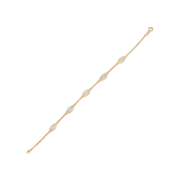 14KT Yellow Gold 7.5-inch Mesh Bracelet with Cubic Zirconia