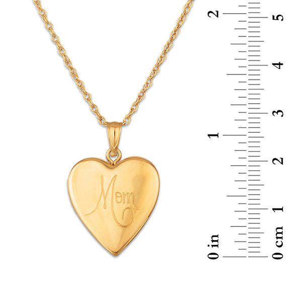 Gold Plated Sterling Silver 20MM 18-inch Heart Shaped Mom Locket