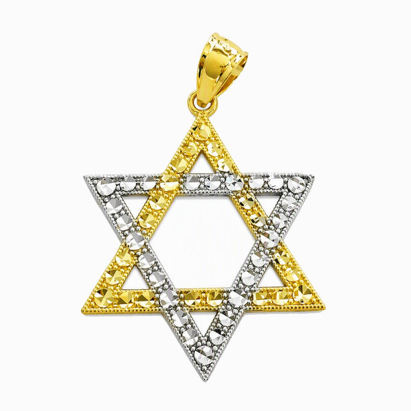 10KT White and Yellow Gold 30MM Star of David Pendant. Chain not Included.