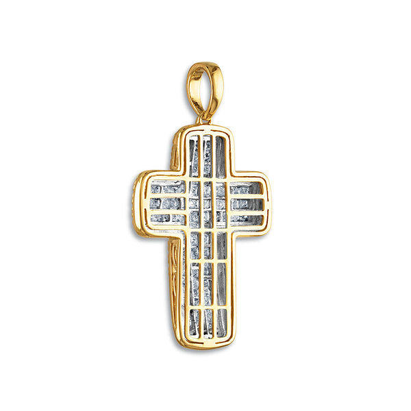10KT Yellow Gold 2 CTW Natural Diamond 44X24MM Cross Pendant. Chain Not Included