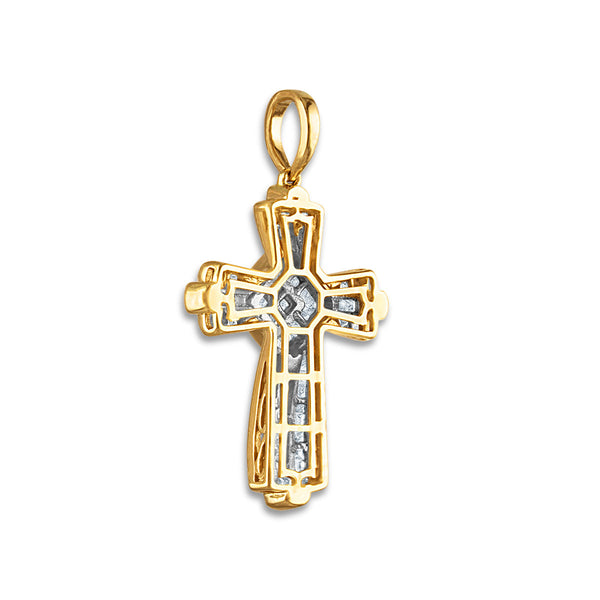 10KT Yellow Gold 2 CTW Natural Diamond 44X24MM Cross Pendant. Chain not Included