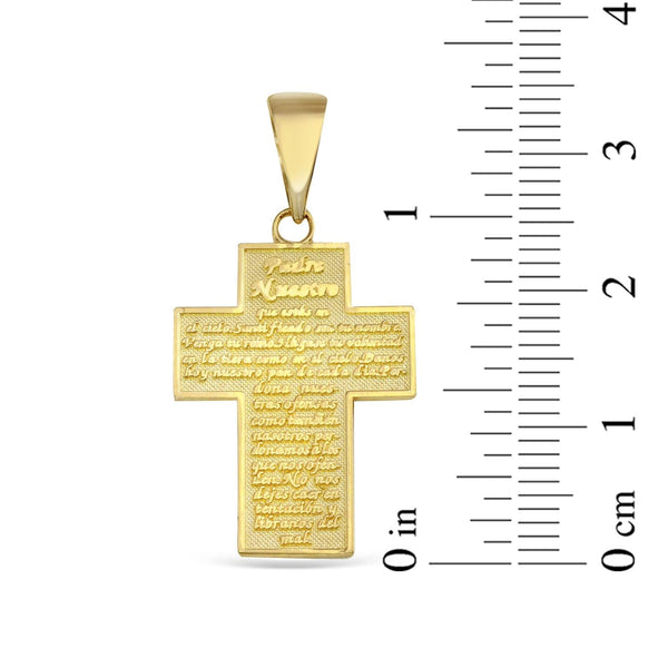 10KT Yellow Gold 39X21MM Cross LORDS PRAYER Pendant. Chain not Included