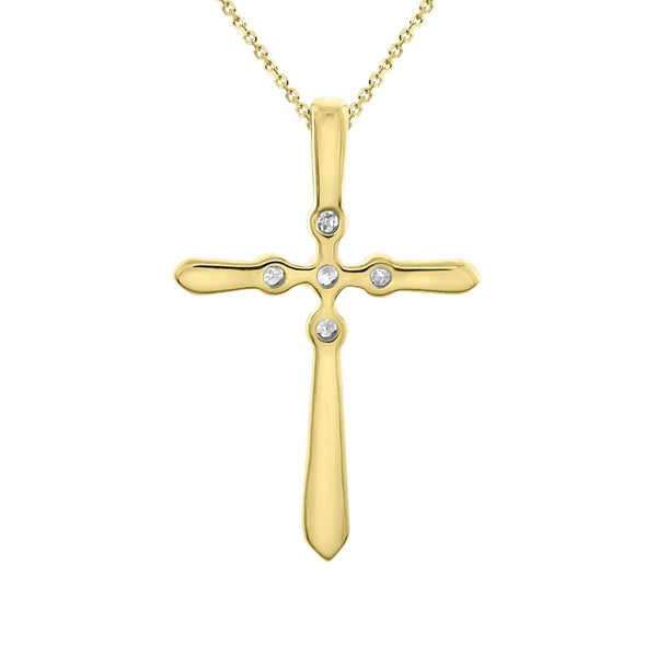 10KT Yellow Gold 18X12MM 18-inch Diamond Accent Cross Pendant