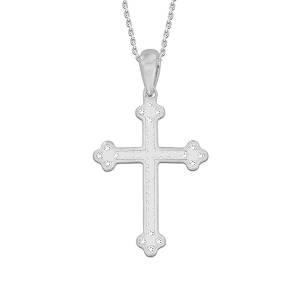 10KT White Gold 1/3 CTW Natural Diamond 37X15MM 18-inch Cross Pendant