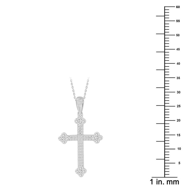 10KT White Gold 1/3 CTW Natural Diamond 37X15MM 18-inch Cross Pendant