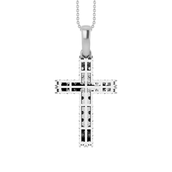 10KT White Gold 1/2 CTW Natural Diamond 18-inch 37X18MM Cross Pendant