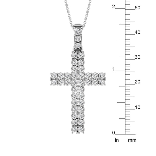 10KT White Gold 1/2 CTW Natural Diamond 18-inch 37X18MM Cross Pendant