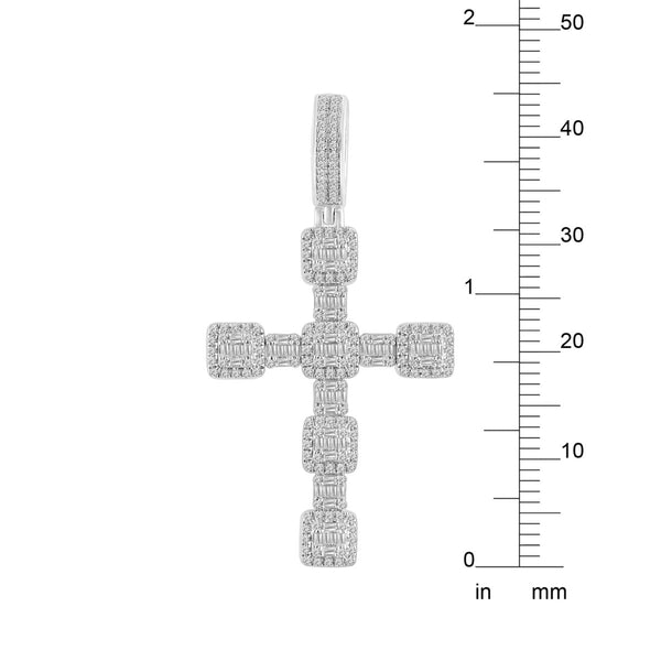 10KT Yellow Gold 1-1/4 CTW Natural Diamond 55X29MM Cross Pendant. Chain Not Included