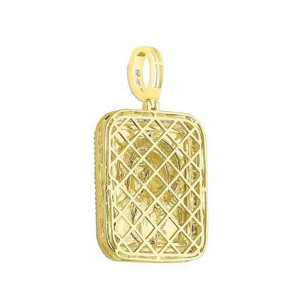 1-1/2 CTW Natural Diamond 46X27MM Jesus Christ Medal Charm in 10KT Yellow Gold. Chain not Included