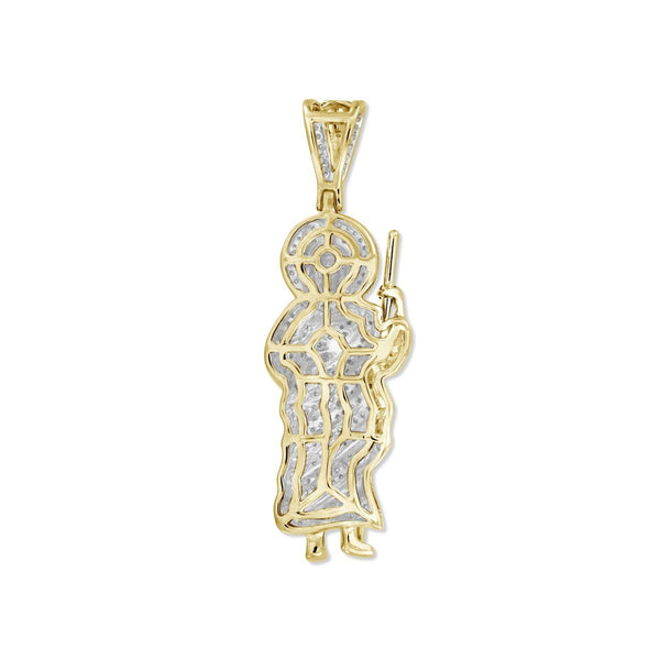 10KT Yellow Gold 1/2 CTW Natural Diamond 46X14MM Religious Saint Jude Pendant. Chain Not Included