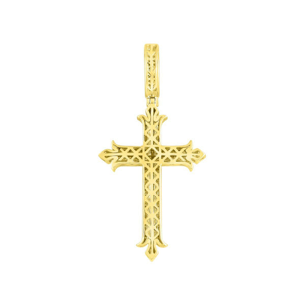 1 CTW Natural Diamond 52X26MM Cross Pendant in 10KT Yellow Gold. Chain Not Included