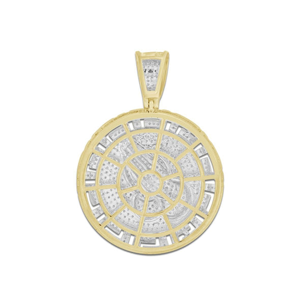 10KT Yellow Gold 1-1/5 CTW Natural Diamond 49X34MM Praying Hand Medal Charm. Chain not Included