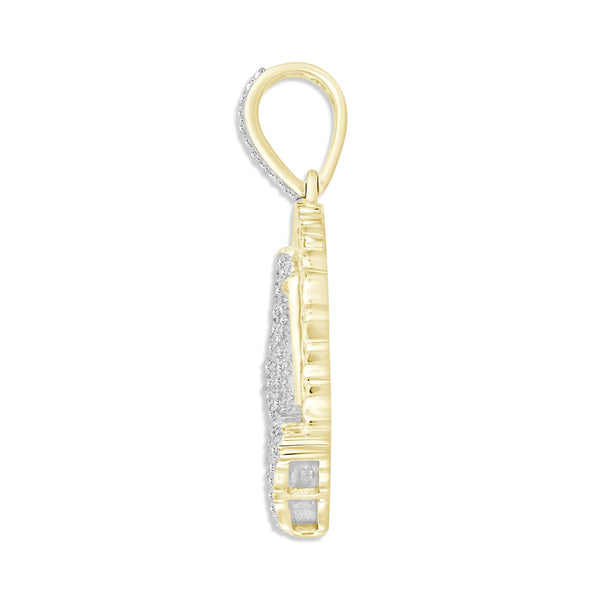 Titán by Adrian Gonzalez 10KT Yellow Gold 1/6 CTW Natural Diamond 32X21MM Praying Hand Pendant. Chain Not Included
