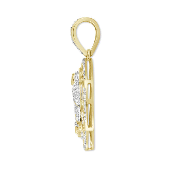Titán by Adrian Gonzalez 10KT Yellow Gold 1/6 CTW Natural Diamond 32X17MM Guadalupe Medallion Pendant. Chain Not Included