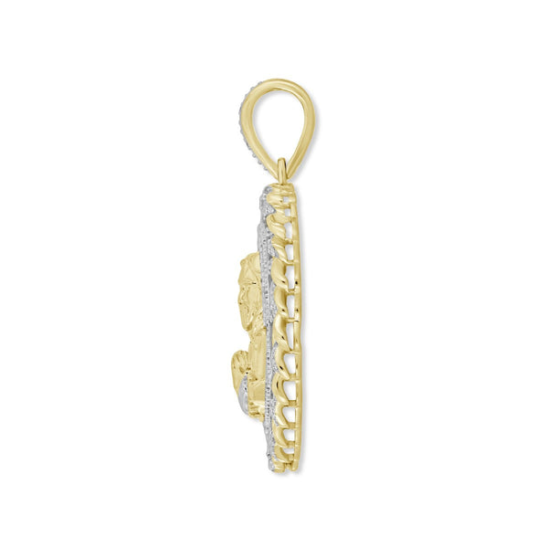 Titán by Adrian Gonzalez 10KT Yellow Gold 1/6 CTW Natural Diamond 37X27MM Jesus Medallion Pendant. Chain Not Included