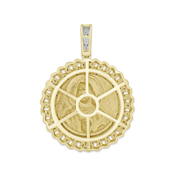 Titán by Adrian Gonzalez 10KT Yellow Gold 1/6 CTW Natural Diamond 37X27MM Jesus Medallion Pendant. Chain Not Included