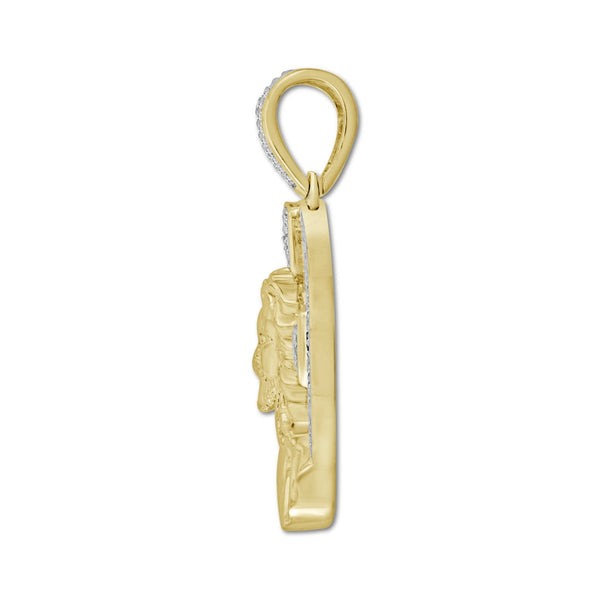 Titán by Adrian Gonzalez 10KT Yellow Gold 1/5 CTW Natural Diamond 34X24MM Jesus Medallion Pendant. Chain Not Included