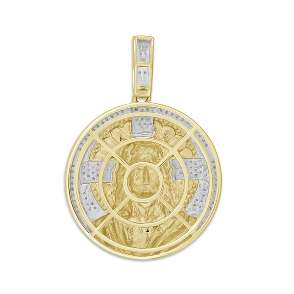 Titán by Adrian Gonzalez 10KT Yellow Gold 1/5 CTW Natural Diamond 34X24MM Jesus Medallion Pendant. Chain Not Included