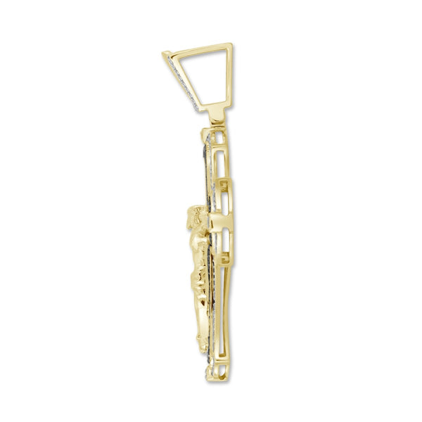 Titán by Adrian Gonzalez 10KT Yellow Gold 1 CTW Natural Diamond 50X28MM Crucifix Pendant. Chain Not Included