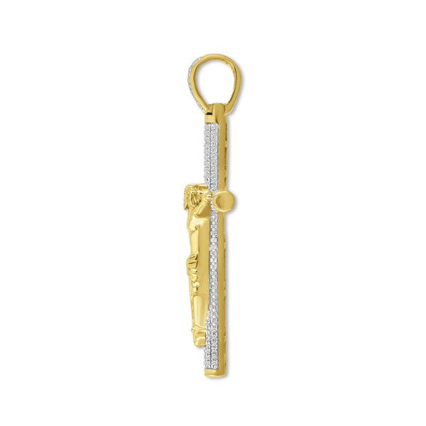 Titán by Adrian Gonzalez 10KT Yellow Gold 1/3 CTW Natural Diamond 53X28MM Crucifix Pendant. Chain Not Included