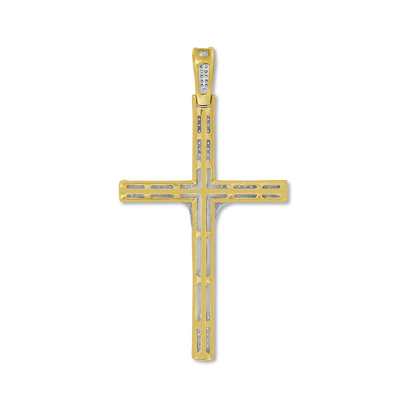 Titán by Adrian Gonzalez 10KT Yellow Gold 1/3 CTW Natural Diamond 53X28MM Crucifix Pendant. Chain Not Included