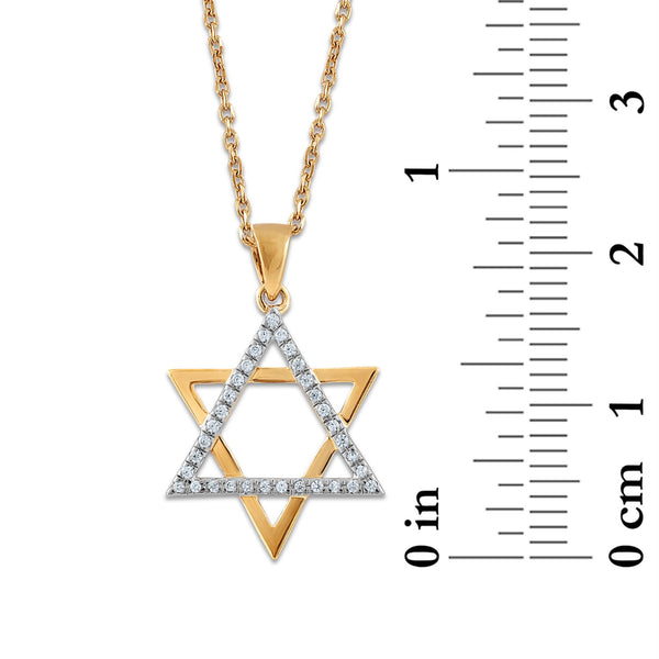 10KT Yellow Gold 1/10 CTW Natural Diamond 18-inch Star Of David Pendant