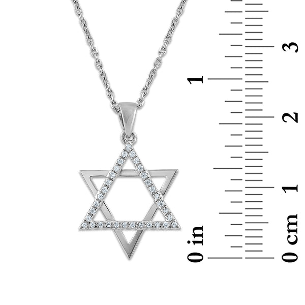 10KT White Gold 1/10 CTW Natural Diamond 18-inch Star Of David Pendant