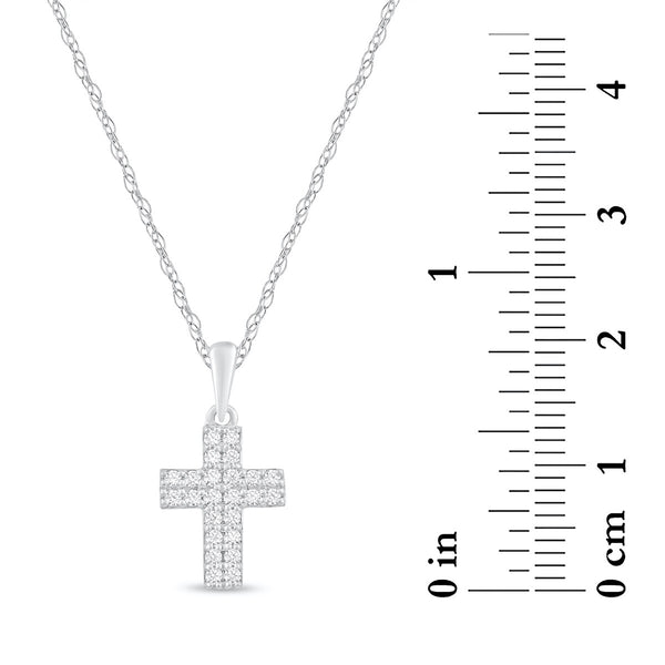 White Diamond Cross Pendant in 14KT Gold