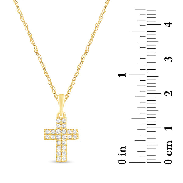 White Diamond Cross Pendant in 14KT Gold