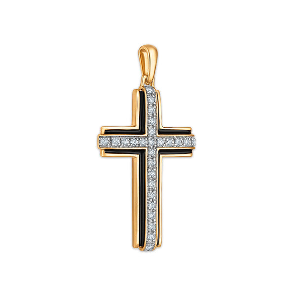 EcoLove 1/4 CTW Lab Grown Diamond Cross Pendant in 10KT Yellow Gold. Chain not Included.