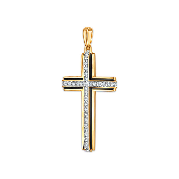 EcoLove 1/2 CTW Lab Grown Diamond Cross Pendant in 10KT Yellow Gold. Chain not Included.