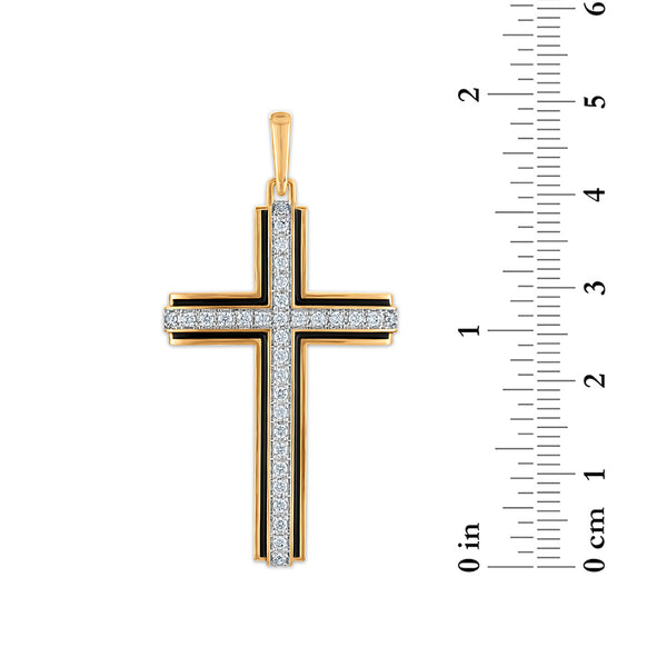 EcoLove 1/2 CTW Lab Grown Diamond Cross Pendant in 10KT Yellow Gold. Chain not Included.
