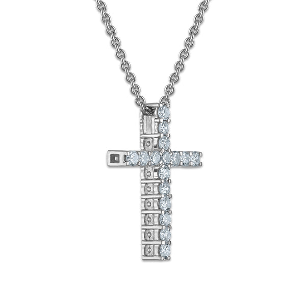 EcoLove 1/4 CTW Lab Grown Diamond 18-inch Cross Pendant in Sterling Silver