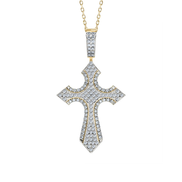 10KT Yellow Gold 1/4 CTW Lab Grown Diamond 18-inch Cross Pendant