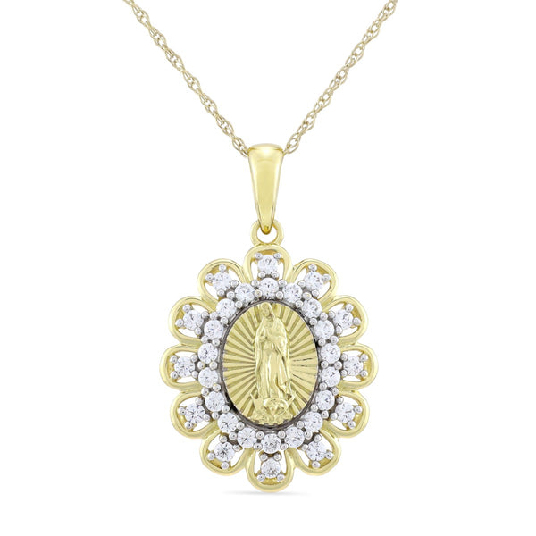 1/3 CTW Lab Grown Diamond 18-inch Our Lady Of Guadalupe Pendant in 10KT Yellow Gold