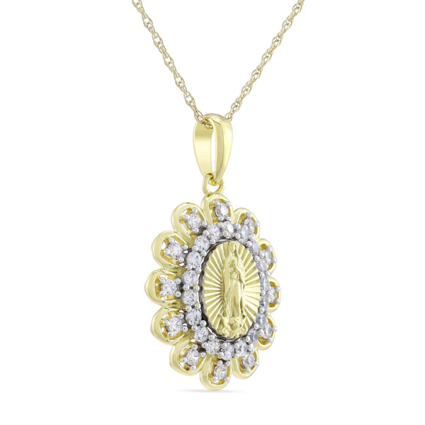1/3 CTW Lab Grown Diamond 18-inch Our Lady Of Guadalupe Pendant in 10KT Yellow Gold