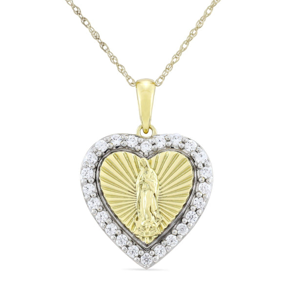 1/4 CTW Lab Grown Diamond 18-inch Our Lady Of Guadalupe Pendant in 10KT Yellow Gold