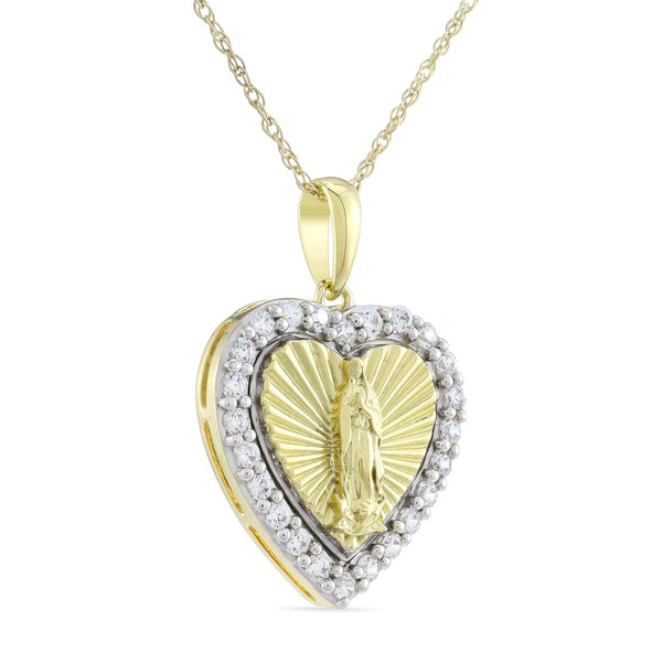 1/4 CTW Lab Grown Diamond 18-inch Our Lady Of Guadalupe Pendant in 10KT Yellow Gold
