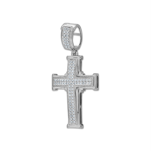 Titán Collection 1/5 CTW Lab Grown Diamond Cross Pendant in Sterling Silver. Chain Not Included