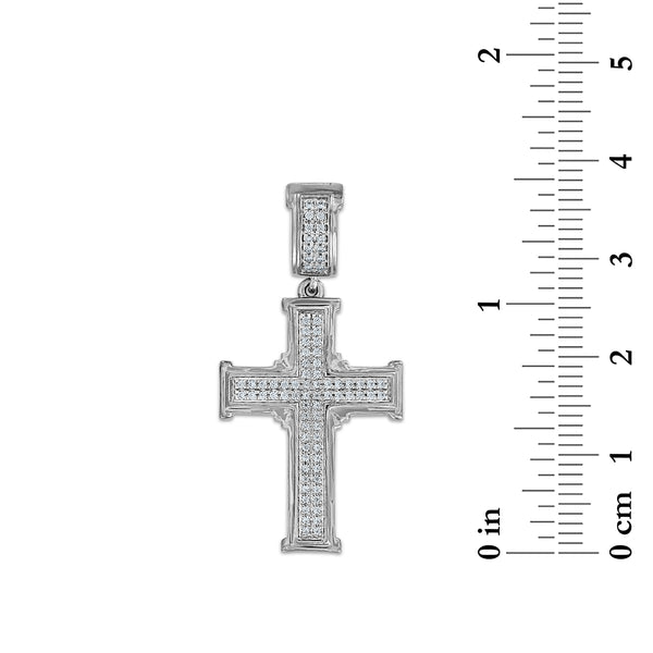Titán Collection 1/5 CTW Lab Grown Diamond Cross Pendant in Sterling Silver. Chain Not Included